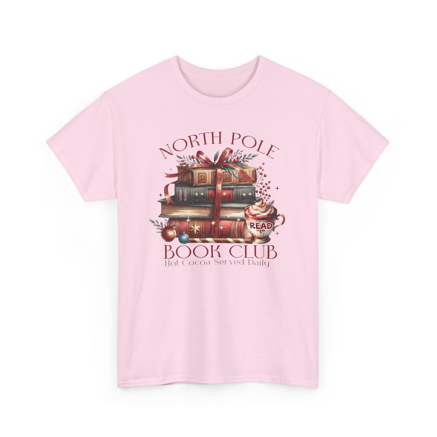 North Pole Book Club Unisex Heavy Cotton tee - Books Lover Christmas Holiday Festive Unisex T-shirt - sizes S - 5X