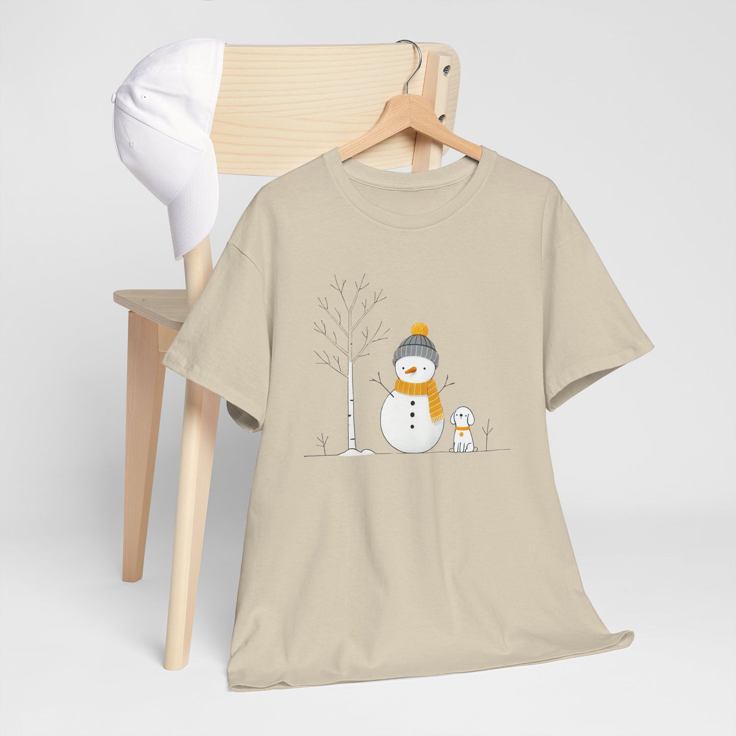 Snowman and Dog Unisex Heavy Cotton Tee - sizes S - 5X