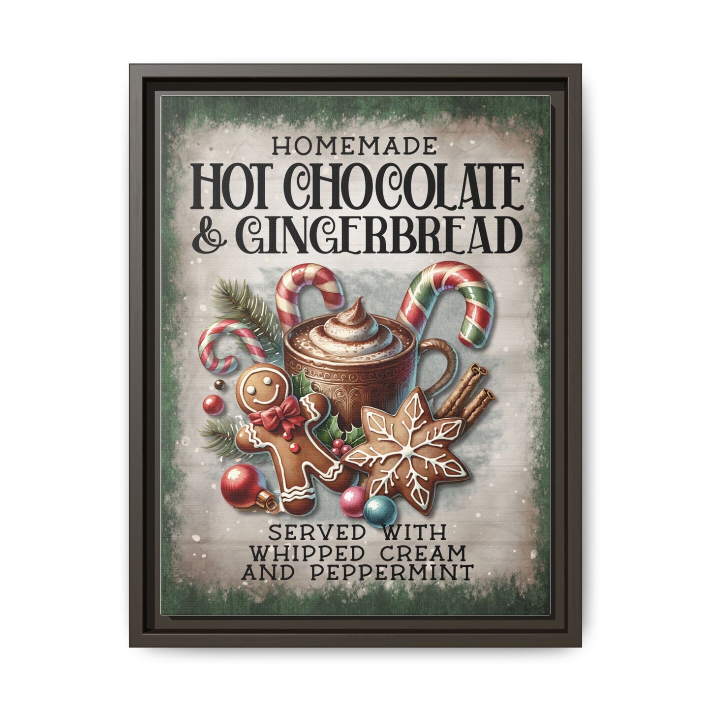 Homemade Hot Chocolate & Gingerbread Matte Canvas, Framed (Multi-color)