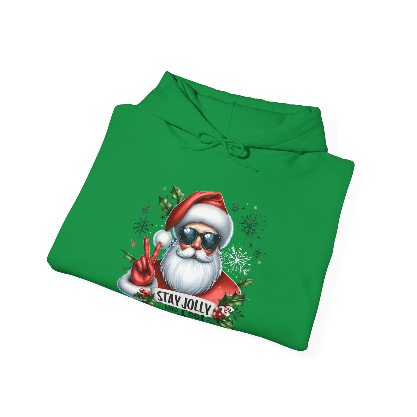 Jolly and Cool Festive Christmas Unisex Hoodie with pouch