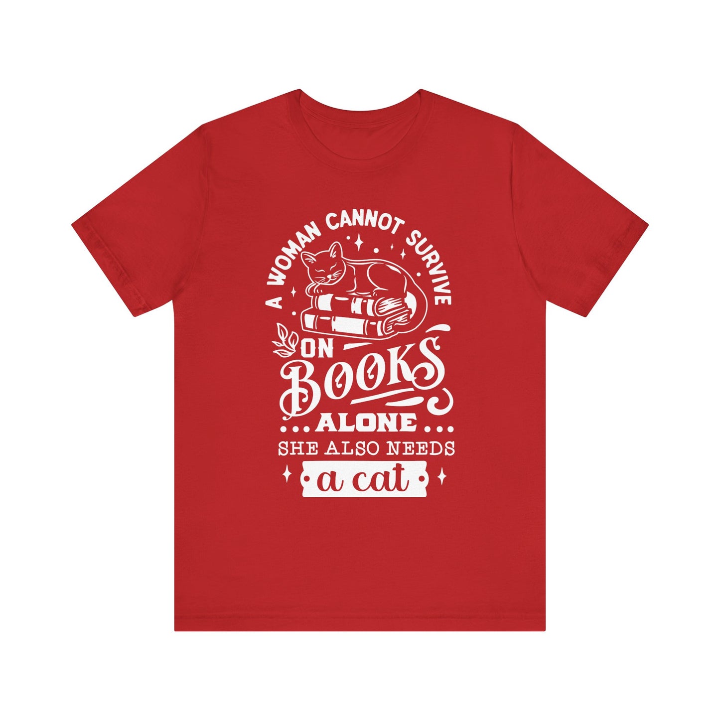 Books and a Cat - Unisex Jersey Short Sleeve Tee