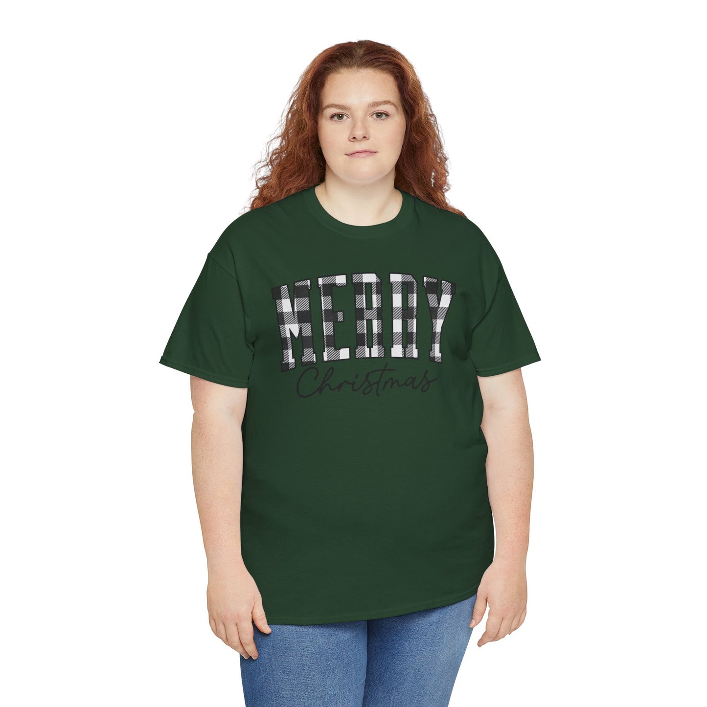 Buffalo Plaid Merry Christmas Unisex Heavy Cotton Tee - sizes S - 5X