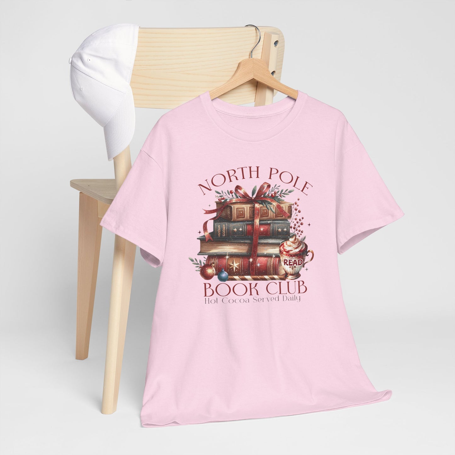 North Pole Book Club Unisex Heavy Cotton tee - Books Lover Christmas Holiday Festive Unisex T-shirt - sizes S - 5X