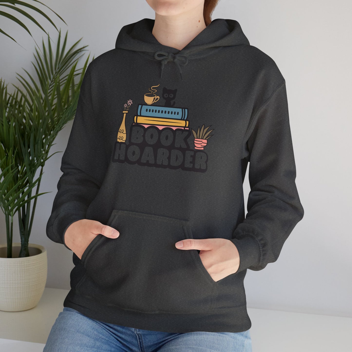 Book Hoarder Heavy Blend Unisex Hoodie - Funny Cat Lover Sweatshirt - sizes S - 5X