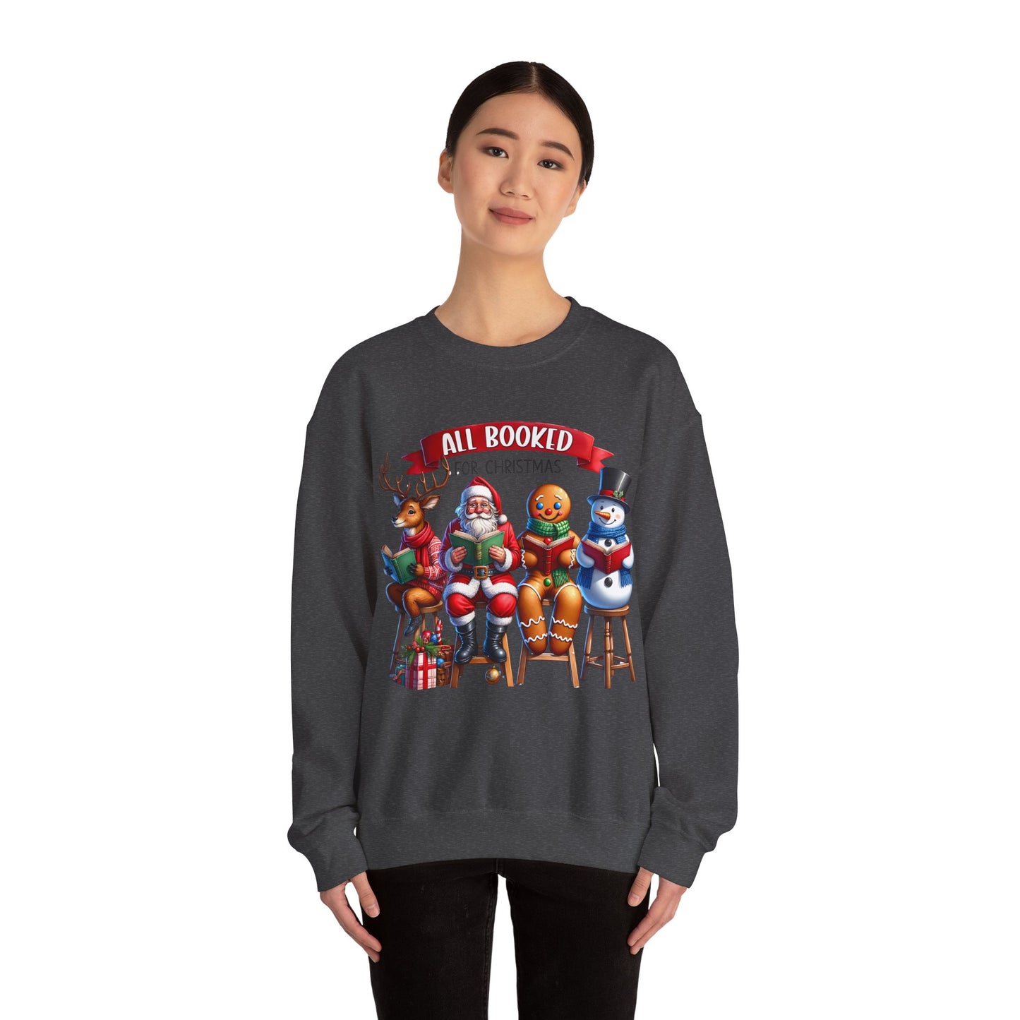 Christmas Bookworm Sweatshirt - Unisex Heavy Blend Crewneck Sweatshirt