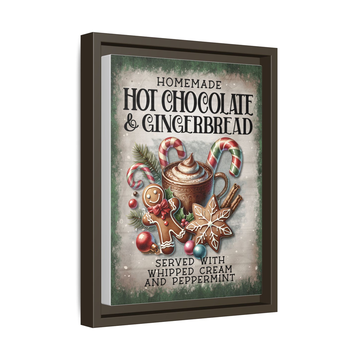 Homemade Hot Chocolate & Gingerbread Matte Canvas, Framed (Multi-color)