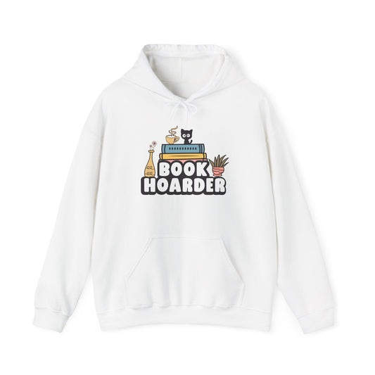 Book Hoarder Heavy Blend Unisex Hoodie - Funny Cat Lover Sweatshirt - sizes S - 5X