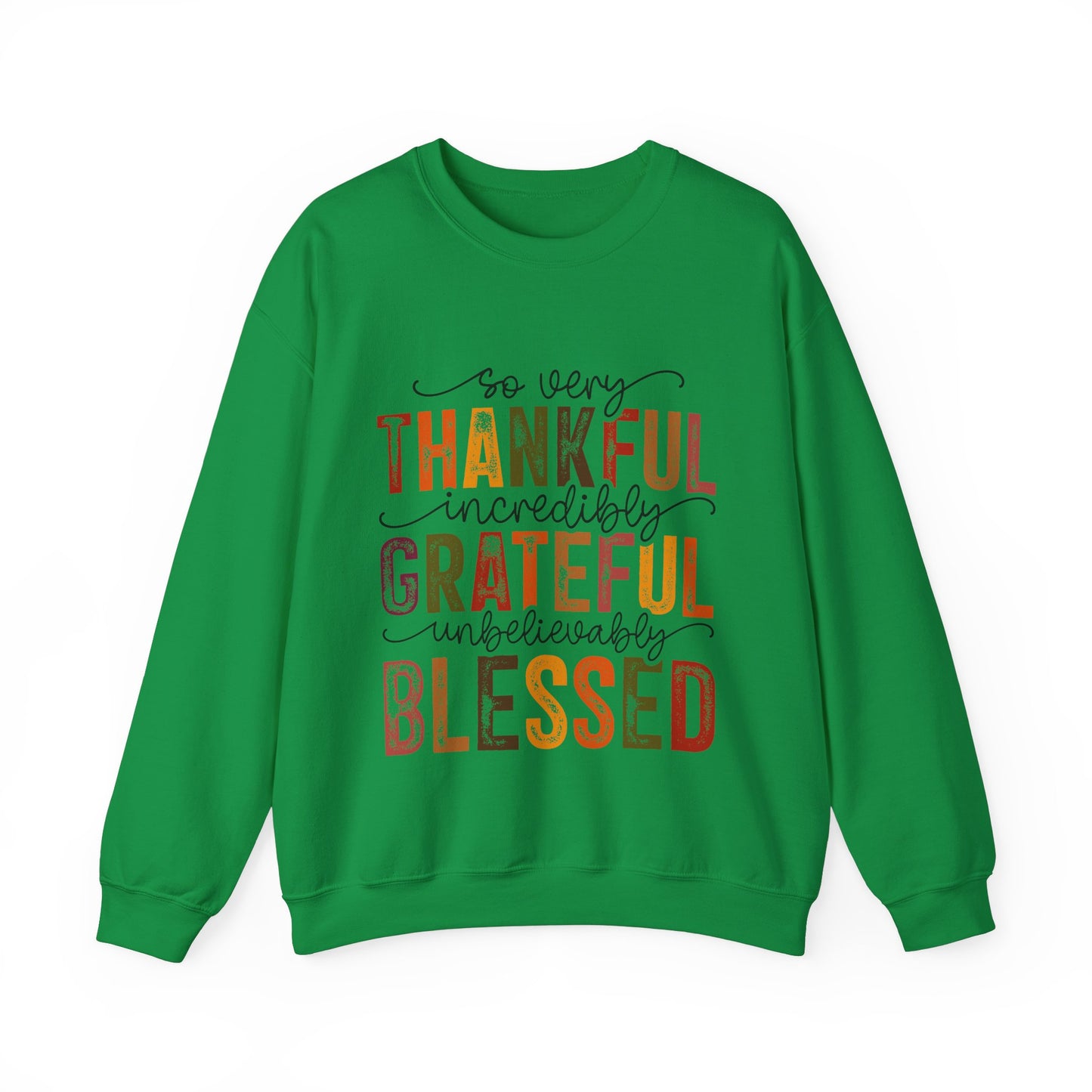 Thankful Grateful Blessed Unisex Heavy Blend Crewneck Sweatshirt - Thanksgiving Warm Cozy