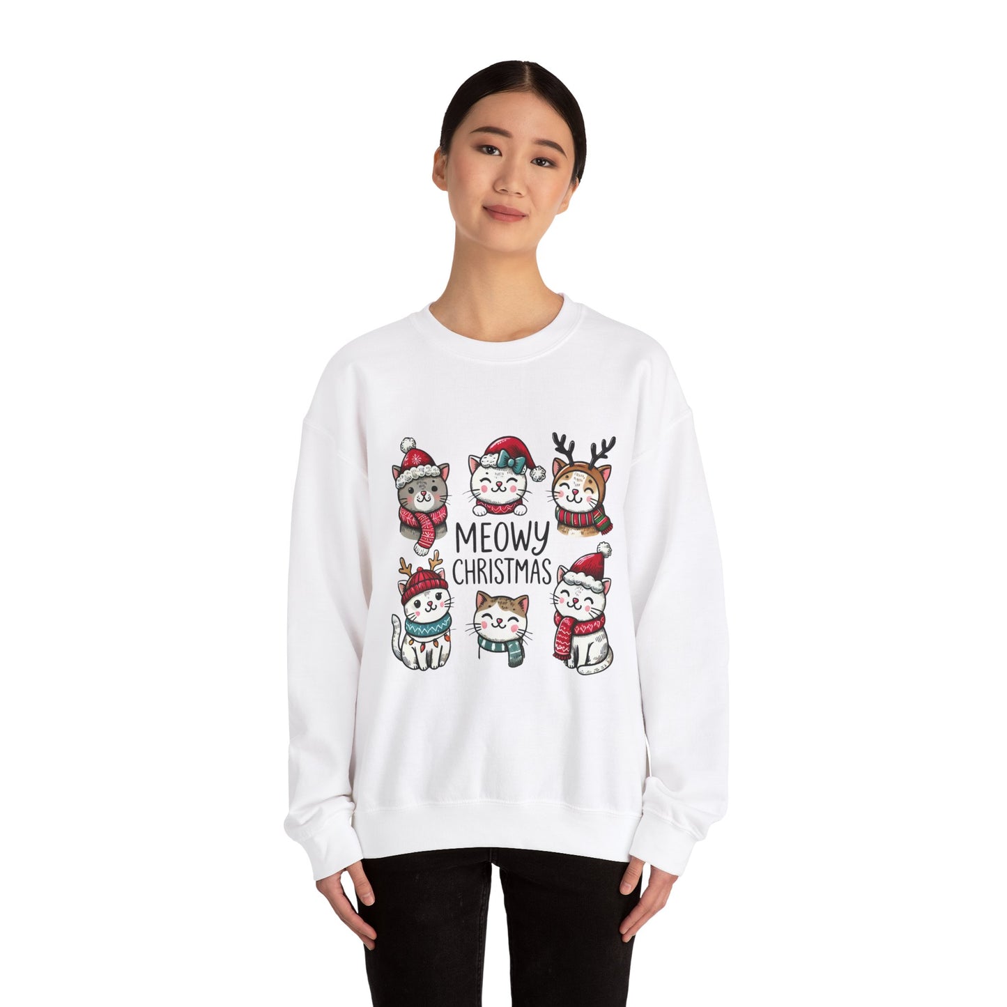 Meowy Christmas Crewneck Sweatshirt - size S - 5X