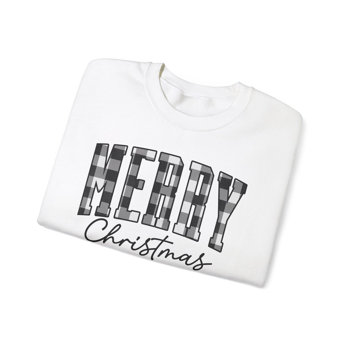 Buffalo Plaid Merry Christmas Unisex Heavy Blend™ Crewneck Sweatshirt - sizes S - 3X