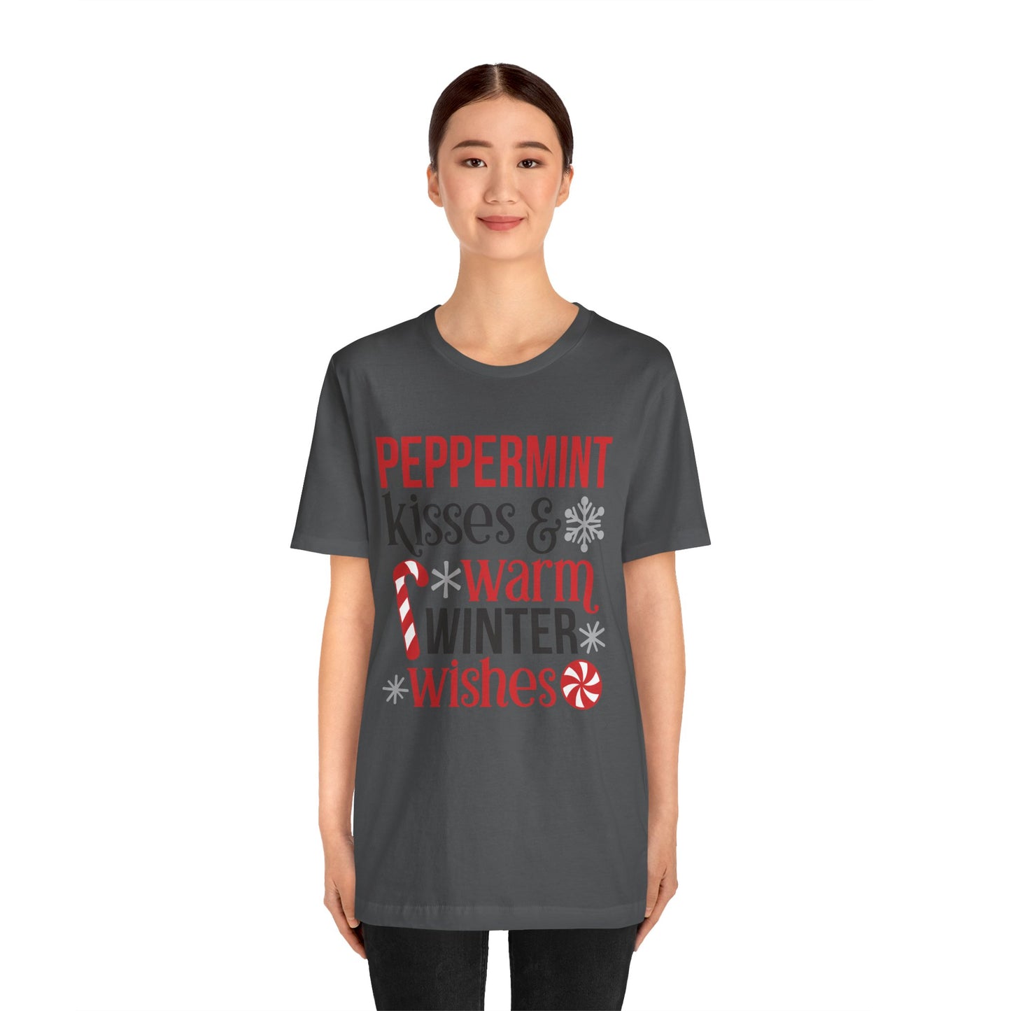 Peppermint Kisses and Warm Winter Wishes Unisex Jersey Short Sleeve Tee - sizes S - 3X