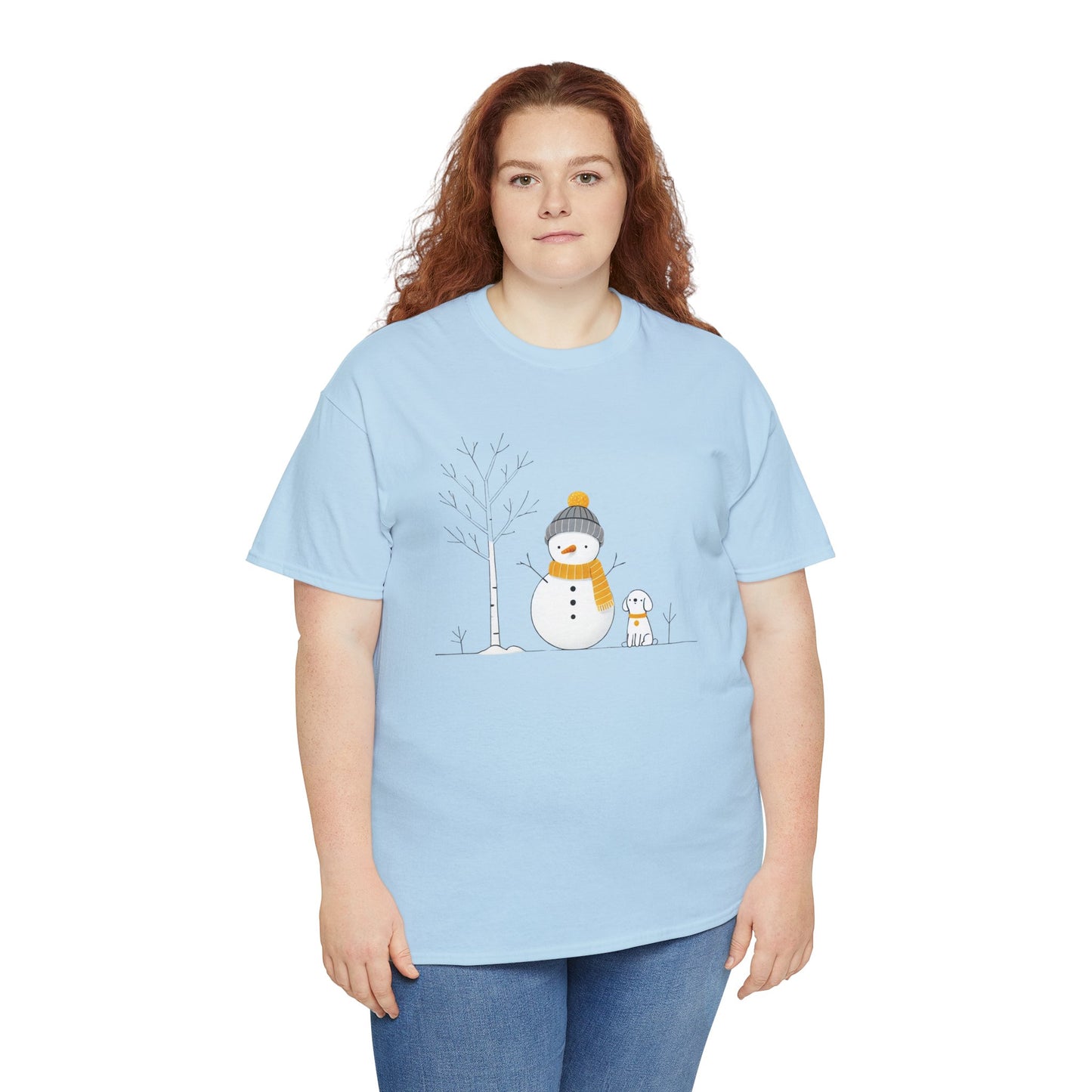 Snowman and Dog Unisex Heavy Cotton Tee - sizes S - 5X