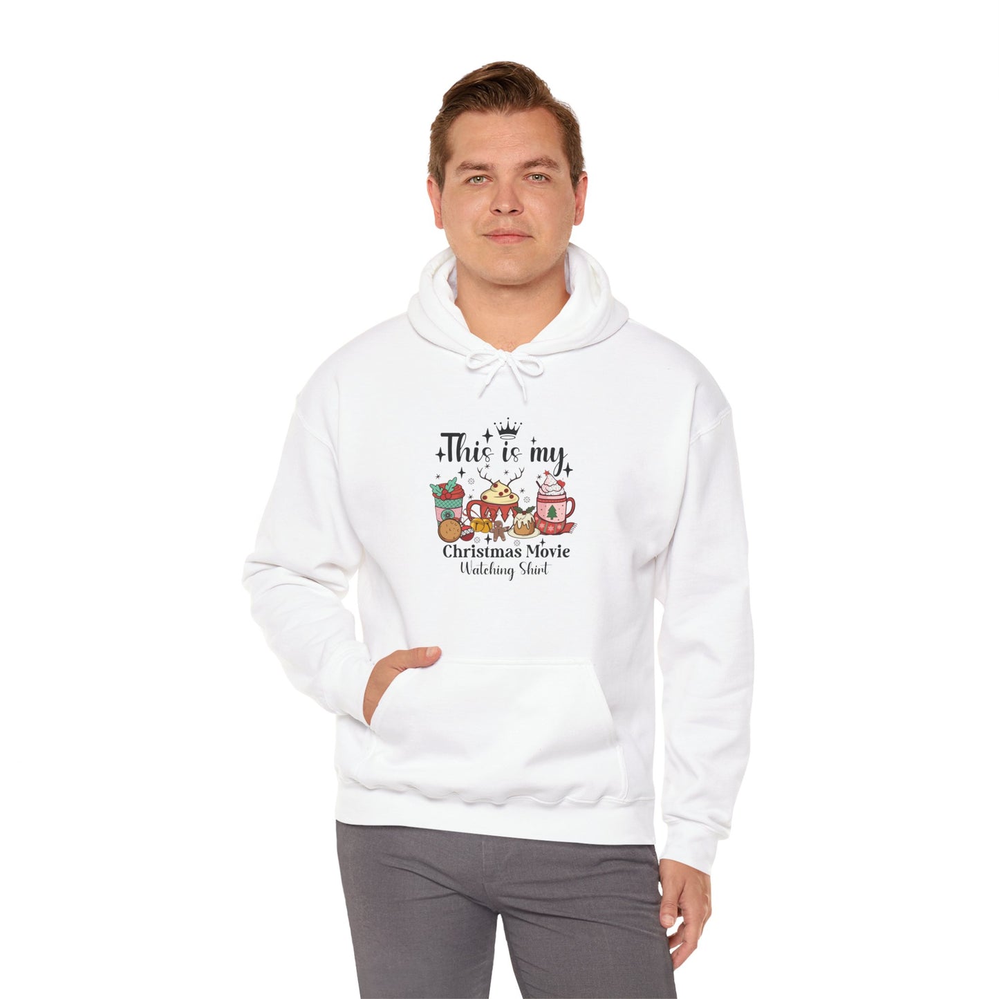 Christmas Movie Watching Heavy Blend Hoodie - cozy, warm, festive sweatshirt