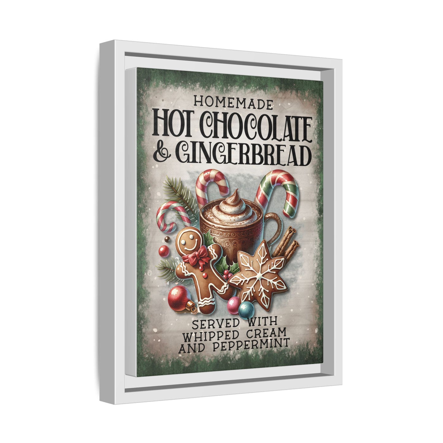 Homemade Hot Chocolate & Gingerbread Matte Canvas, Framed (Multi-color)