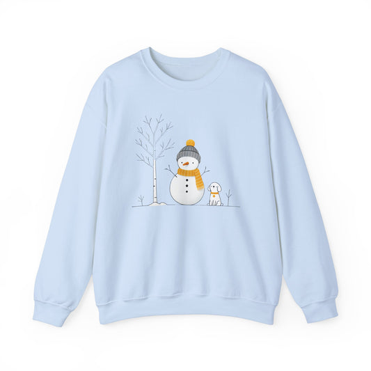 Snowman and Dog Winter Scene Unisex Heavy Blend™ Crewneck Sweatshirt - size S - 3X