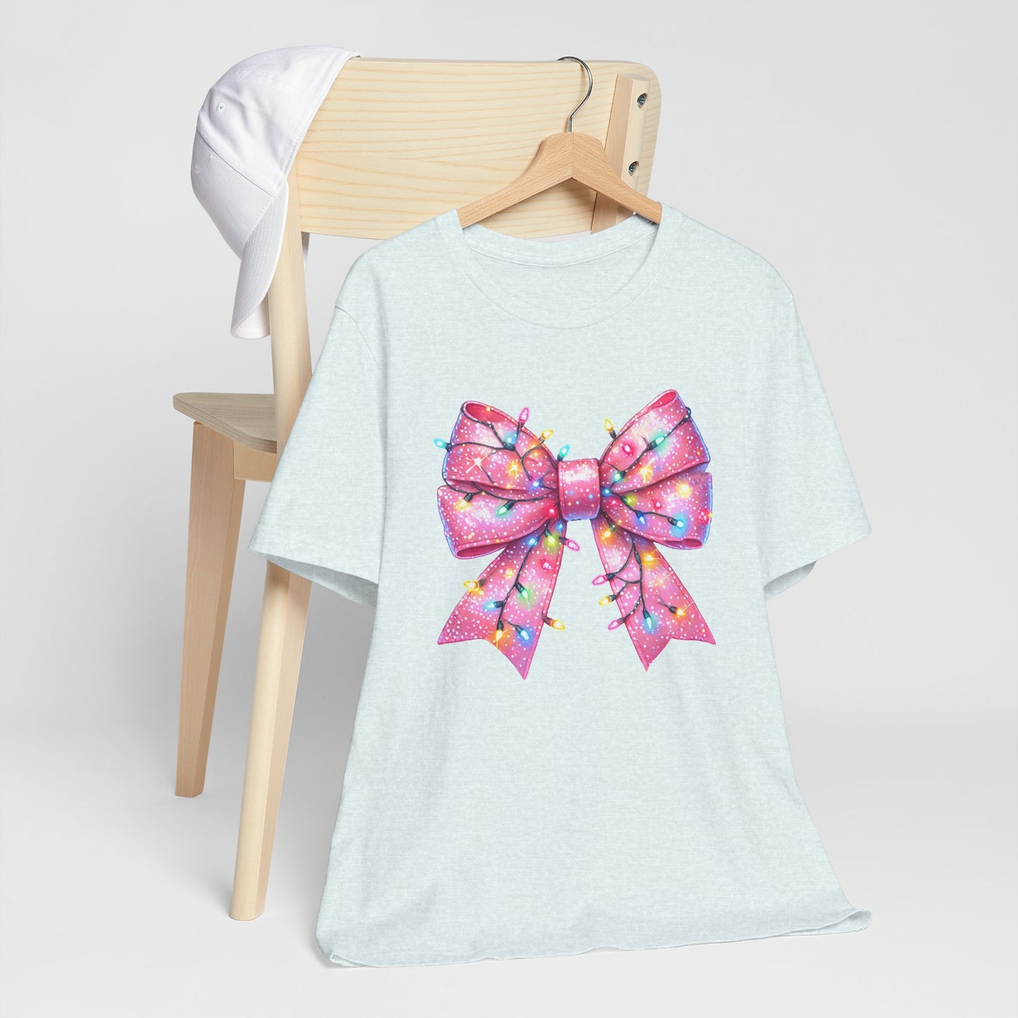 Pink Bow Christmas Tee - Festive Holiday Unisex Jersey T-shirt - sizes S - 3X