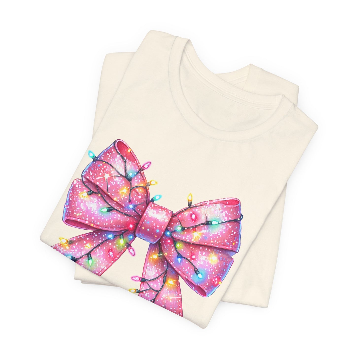 Pink Christmas Bow Unisex Jersey Short Sleeve Tee - sizes S - 3X