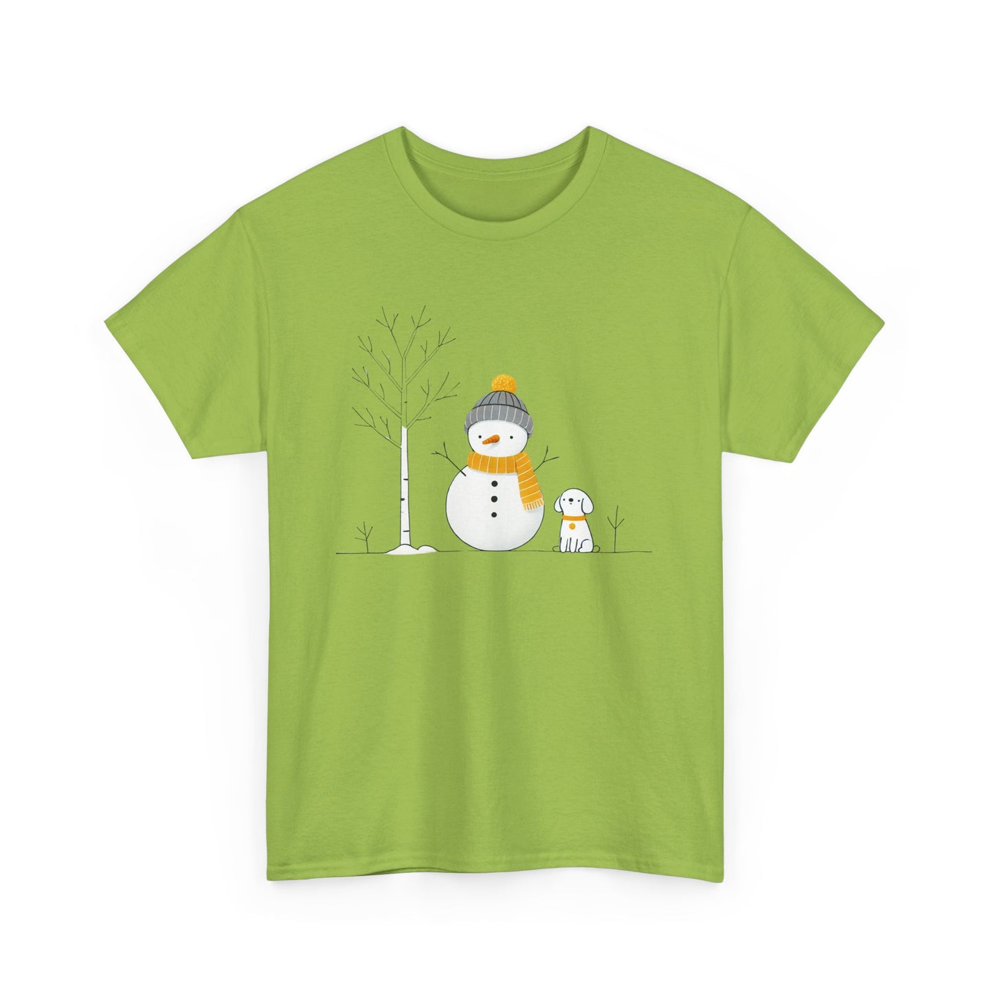 Snowman and Dog Unisex Heavy Cotton Tee - sizes S - 5X