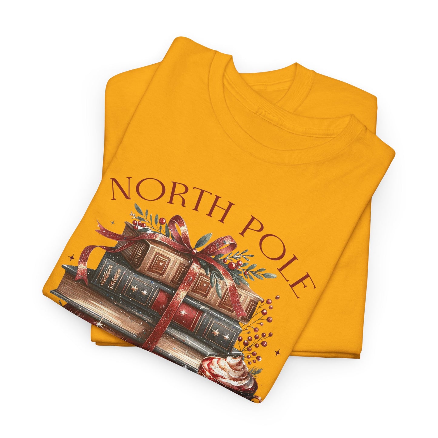 North Pole Book Club Unisex Heavy Cotton tee - Books Lover Christmas Holiday Festive Unisex T-shirt - sizes S - 5X