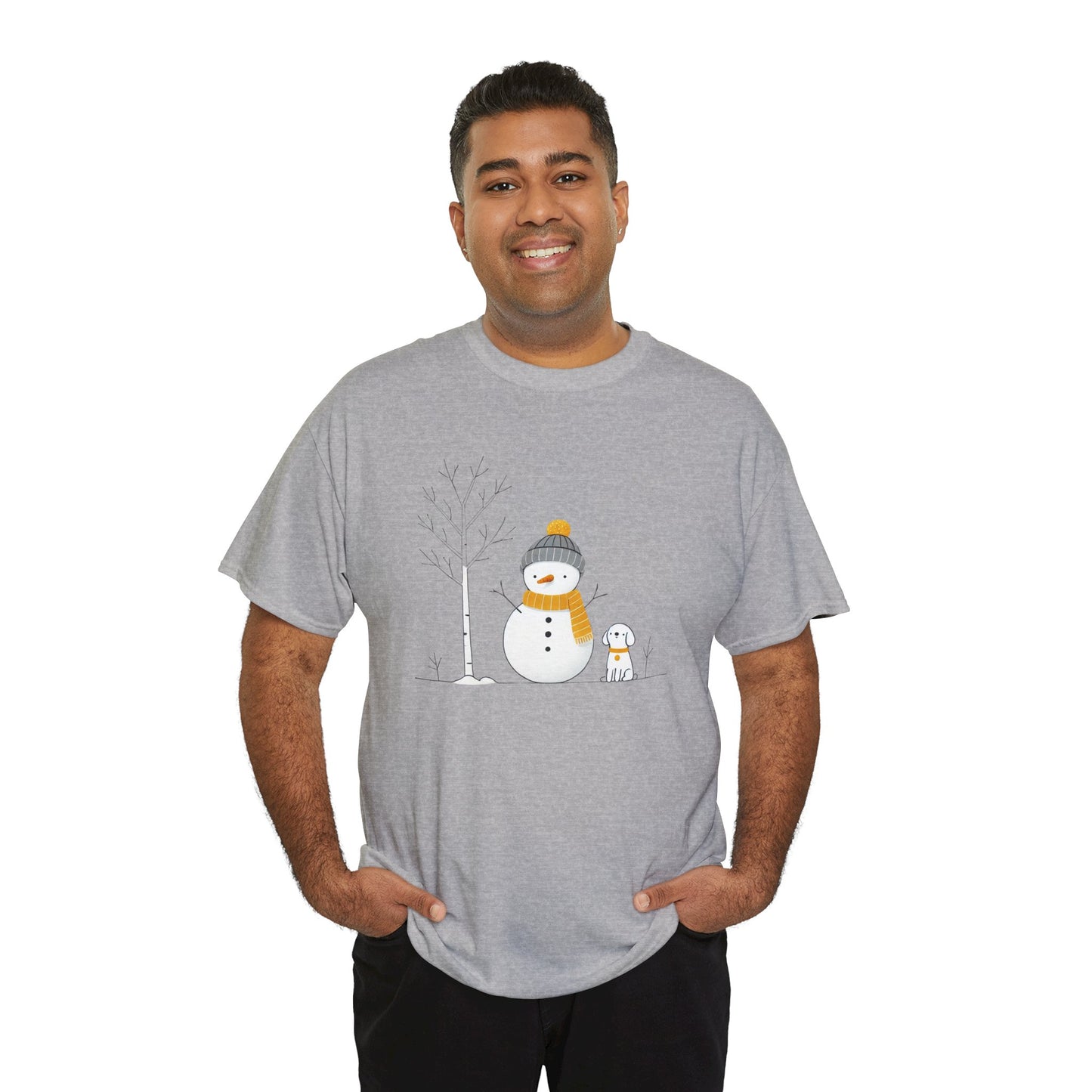 Snowman and Dog Unisex Heavy Cotton Tee - sizes S - 5X