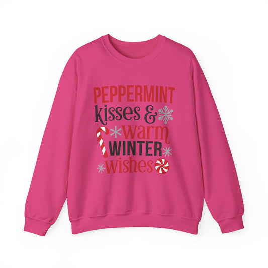 Peppermint Kisses and Warm Winter Wishes Unisex Heavy Blend™ Crewneck Sweatshirt - sizes S - 3X