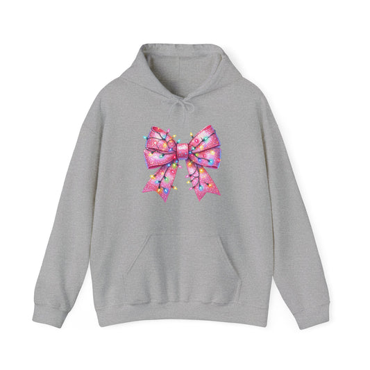 Pink Christmas Bow Heavy Blend Hoodie - Festive Unisex Sweatshirt - sizes S - 5X