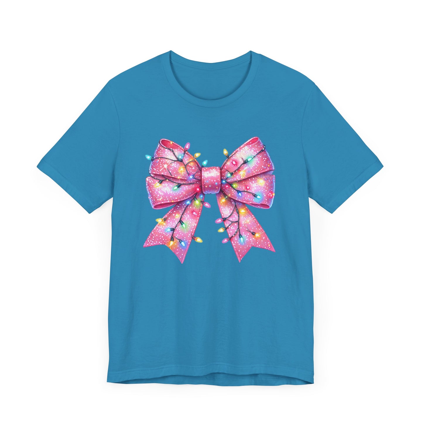 Pink Bow Christmas Tee - Festive Holiday Unisex Jersey T-shirt - sizes S - 3X