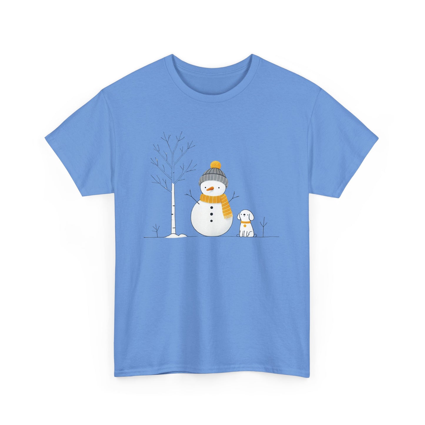 Snowman and dog Winter scene Unisex Heavy Cotton Tee - S - 3X