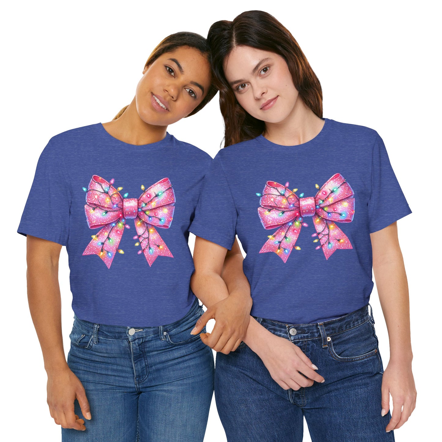 Pink Bow Christmas Tee - Festive Holiday Unisex Jersey T-shirt - sizes S - 3X