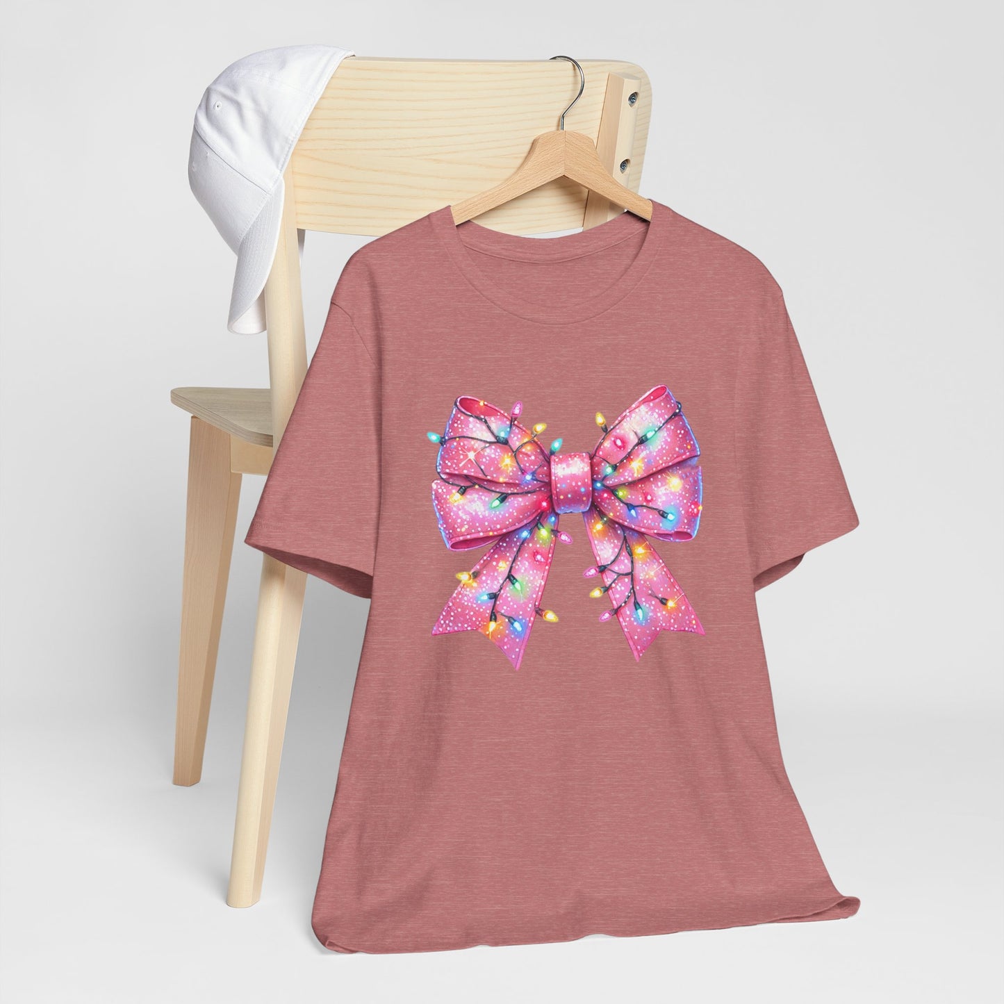 Pink Christmas Bow Unisex Jersey Short Sleeve Tee - sizes S - 3X