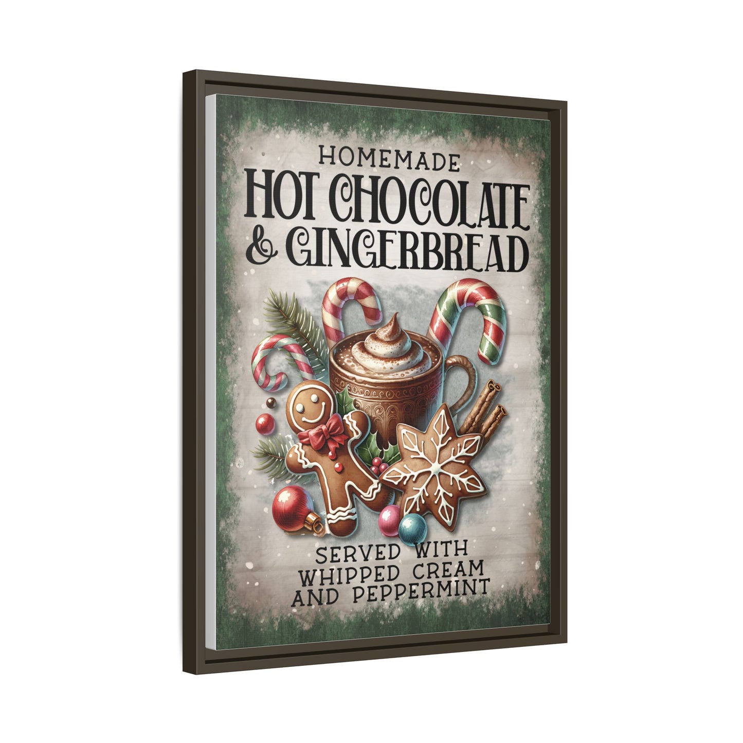 Homemade Hot Chocolate & Gingerbread Matte Canvas, Framed (Multi-color)