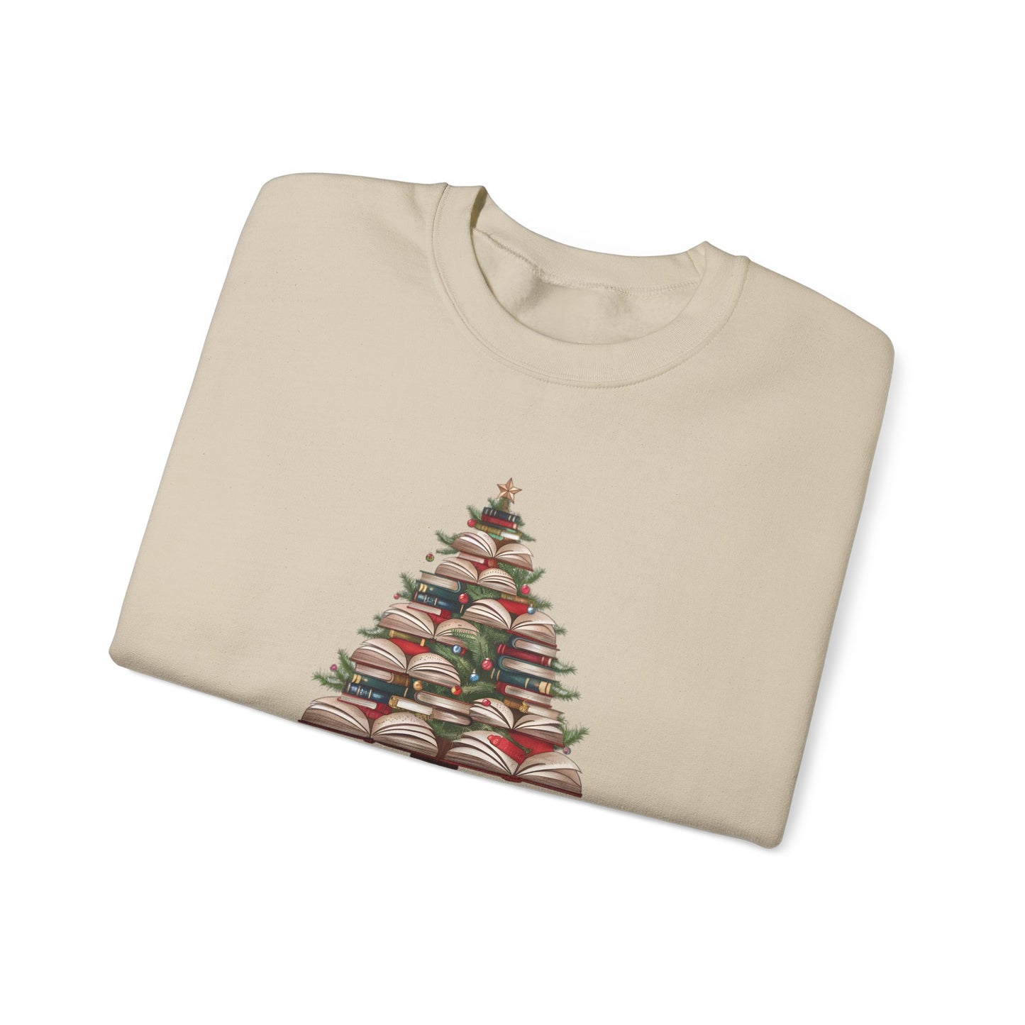 All Booked for Christmas, Book Christmas tree, Unisex Heavy Blend Crewneck Sweatshirt - sizes S - 3X