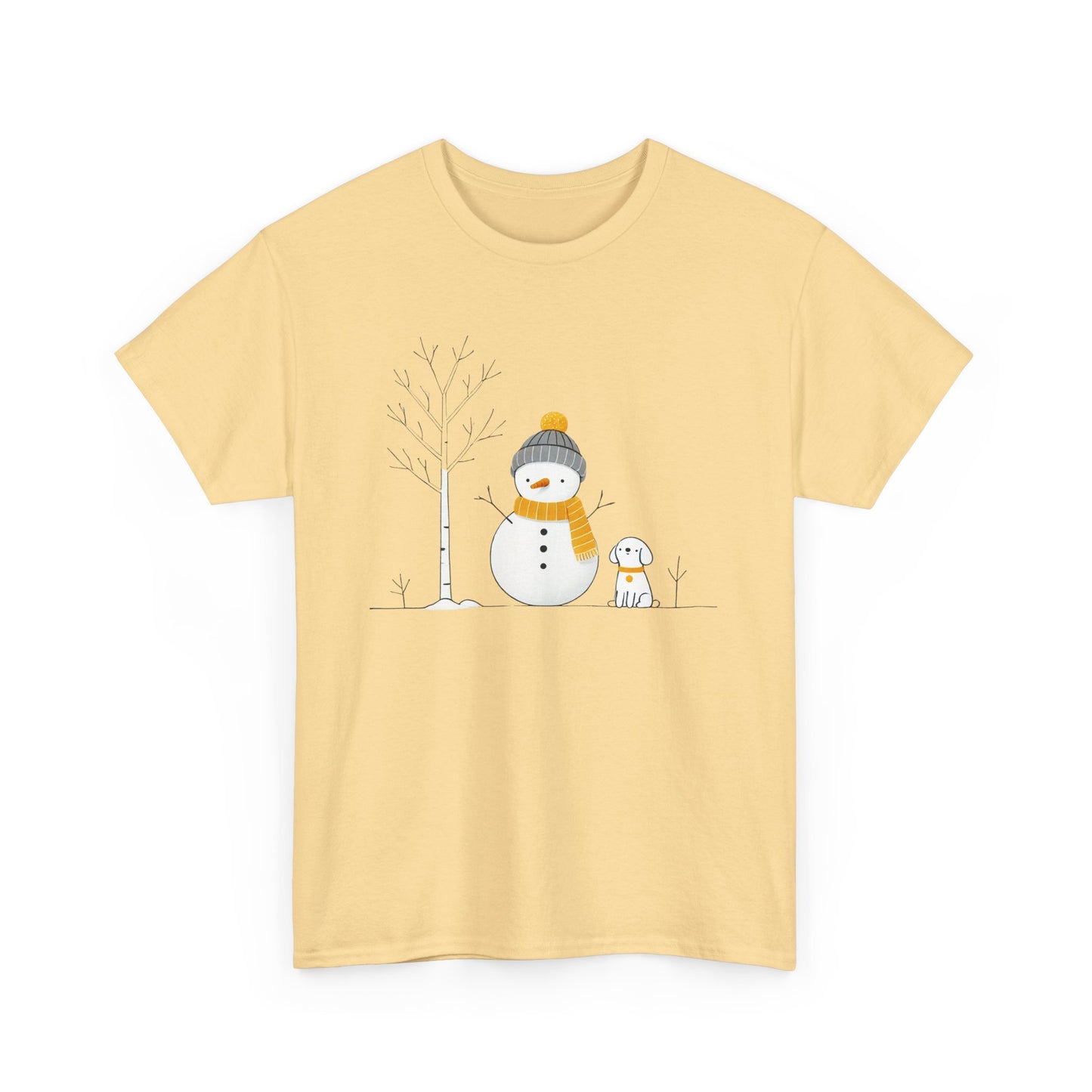 Snowman and Dog Unisex Heavy Cotton Tee - sizes S - 5X