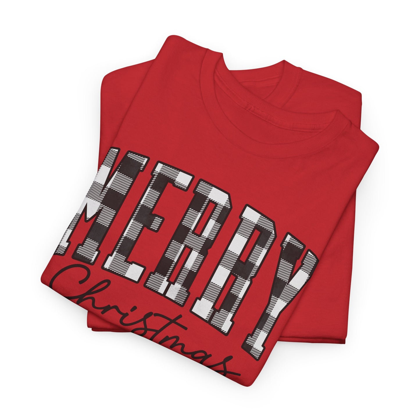 Buffalo Plaid Merry Christmas Unisex Heavy Cotton Tee - sizes S - 5X