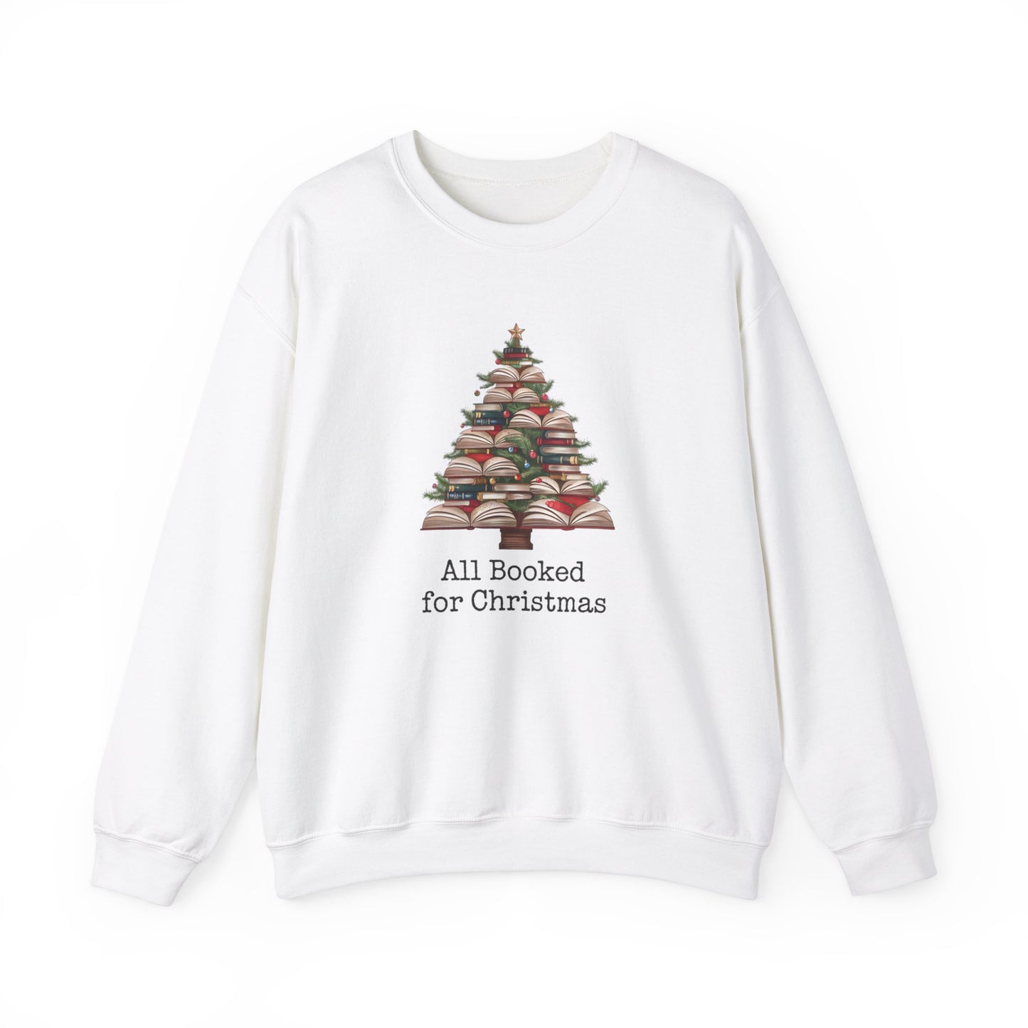 All Booked for Christmas, Book Christmas tree, Unisex Heavy Blend Crewneck Sweatshirt - sizes S - 3X