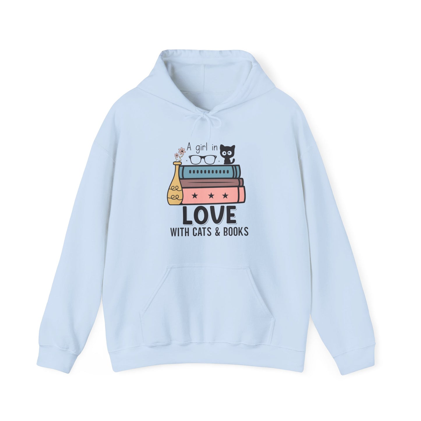 Just a girl in love with cats and books Unisex Heavy Blend™ Hooded Sweatshirt - S - 3X sizes