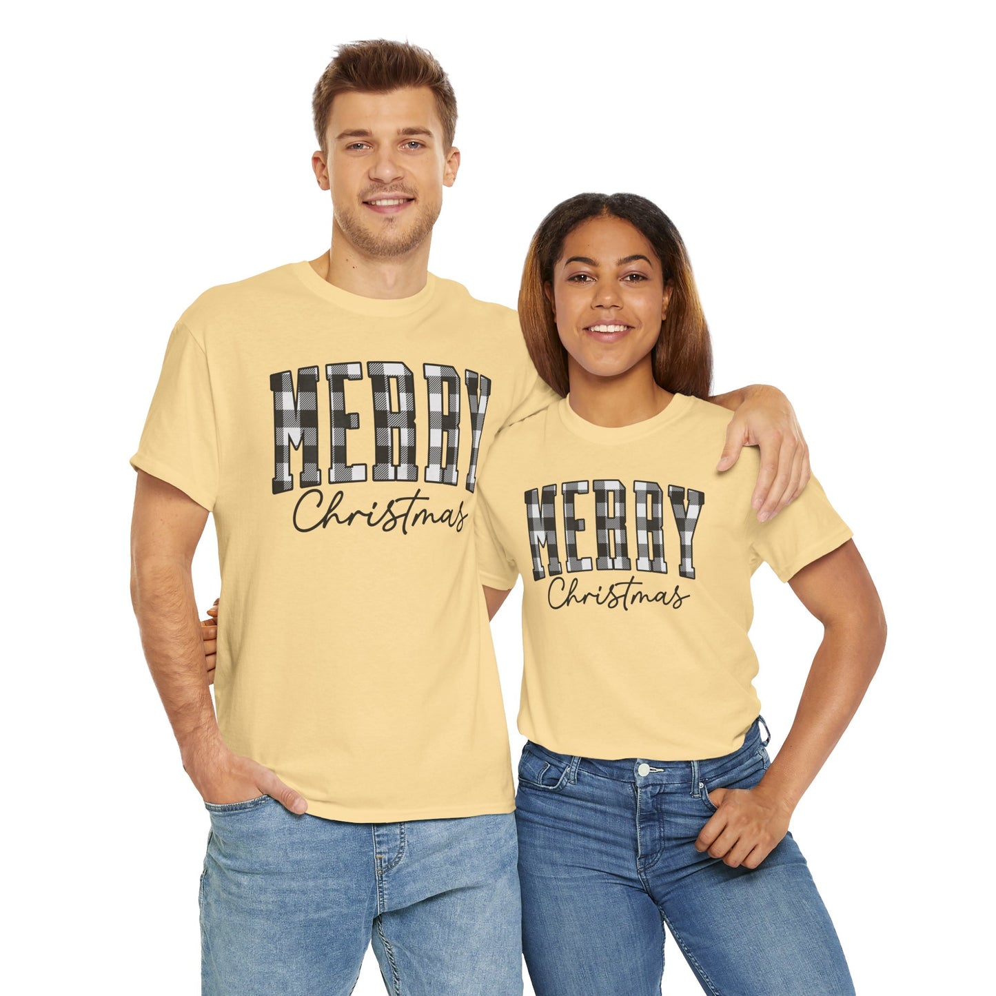 Buffalo Plaid Merry Christmas Unisex Heavy Cotton Tee - sizes S - 5X