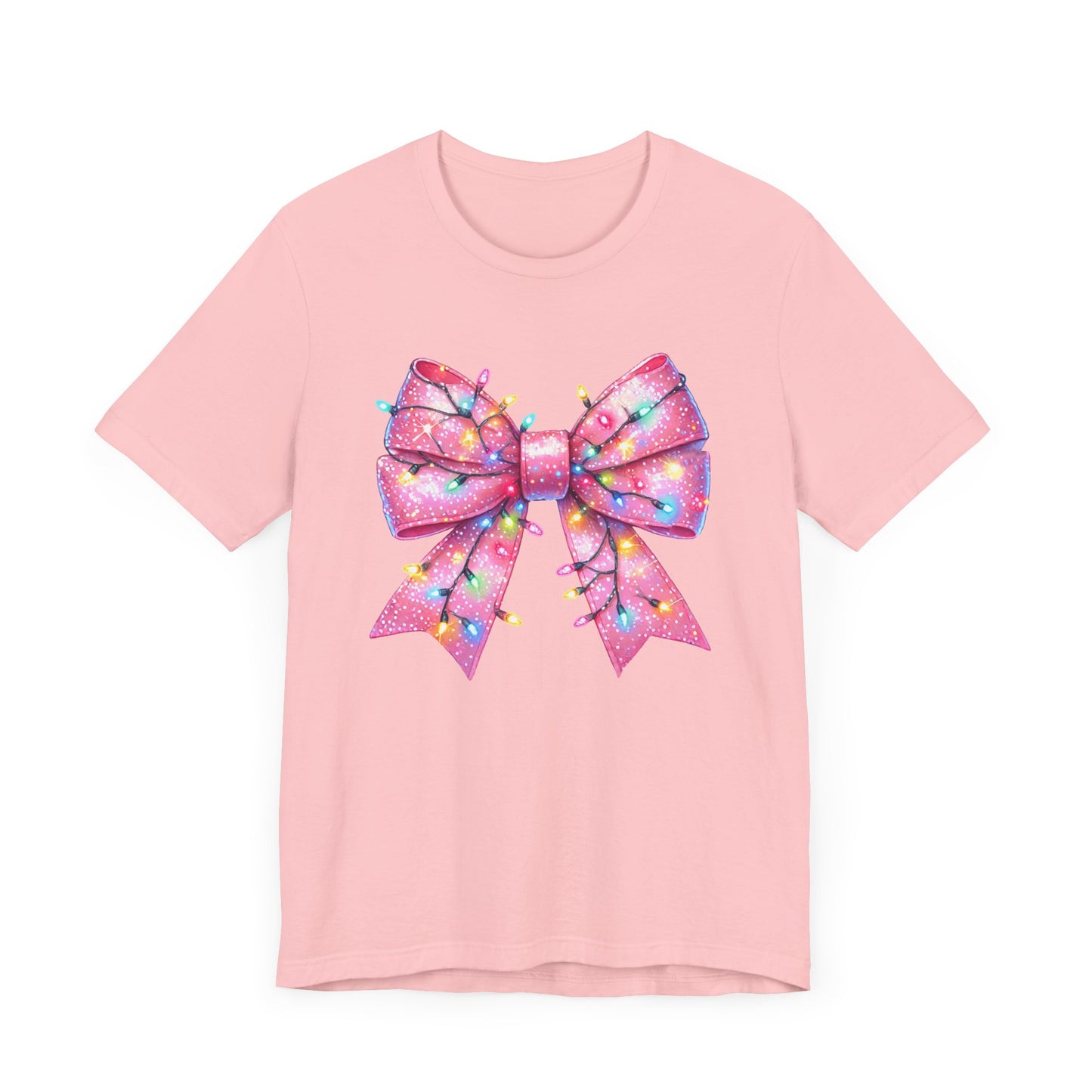 Pink Bow Christmas Tee - Festive Holiday Unisex Jersey T-shirt - sizes S - 3X