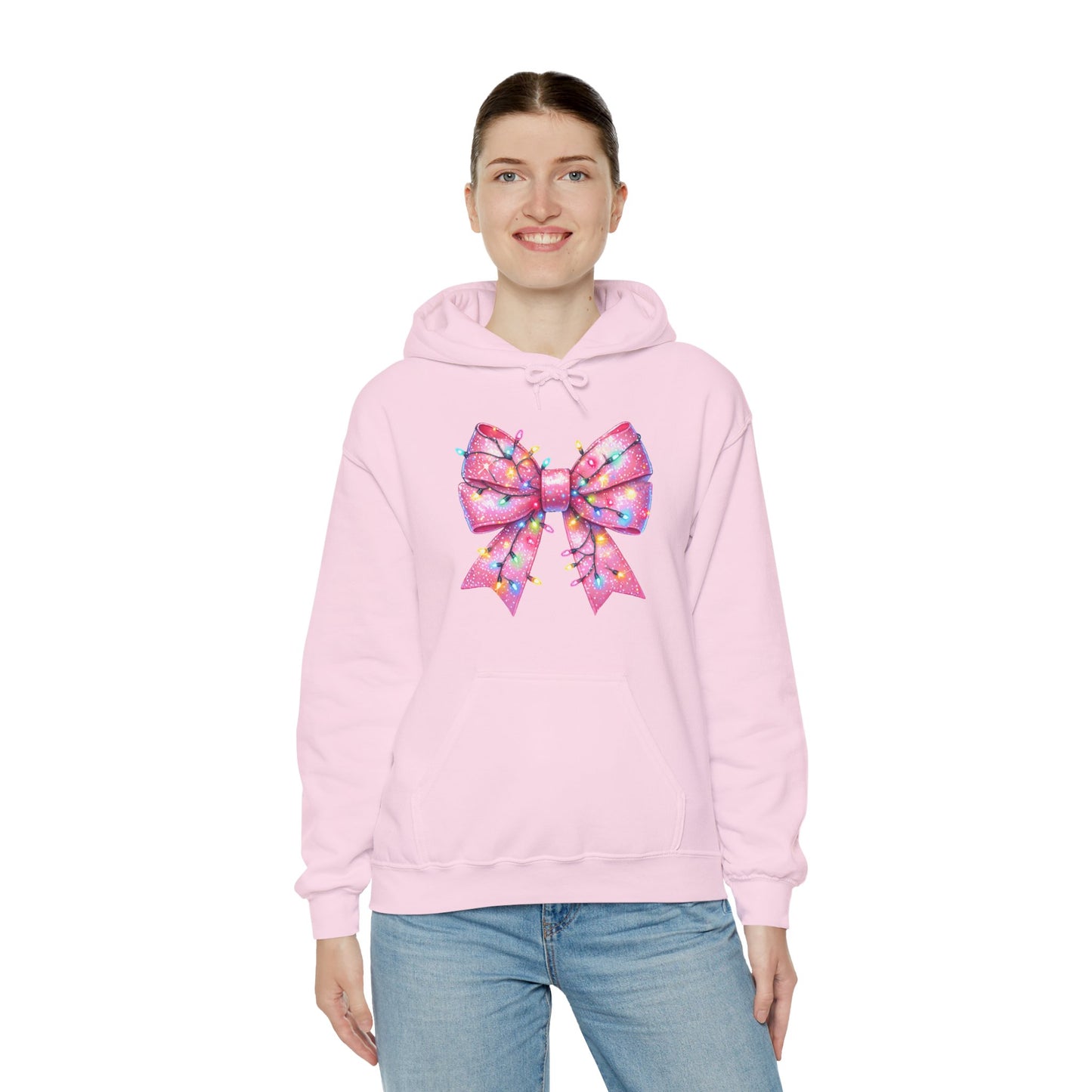 Big Pink Christmas Bow Unisex Heavy Blend™ Hooded Sweatshirt - sizes S - 3X