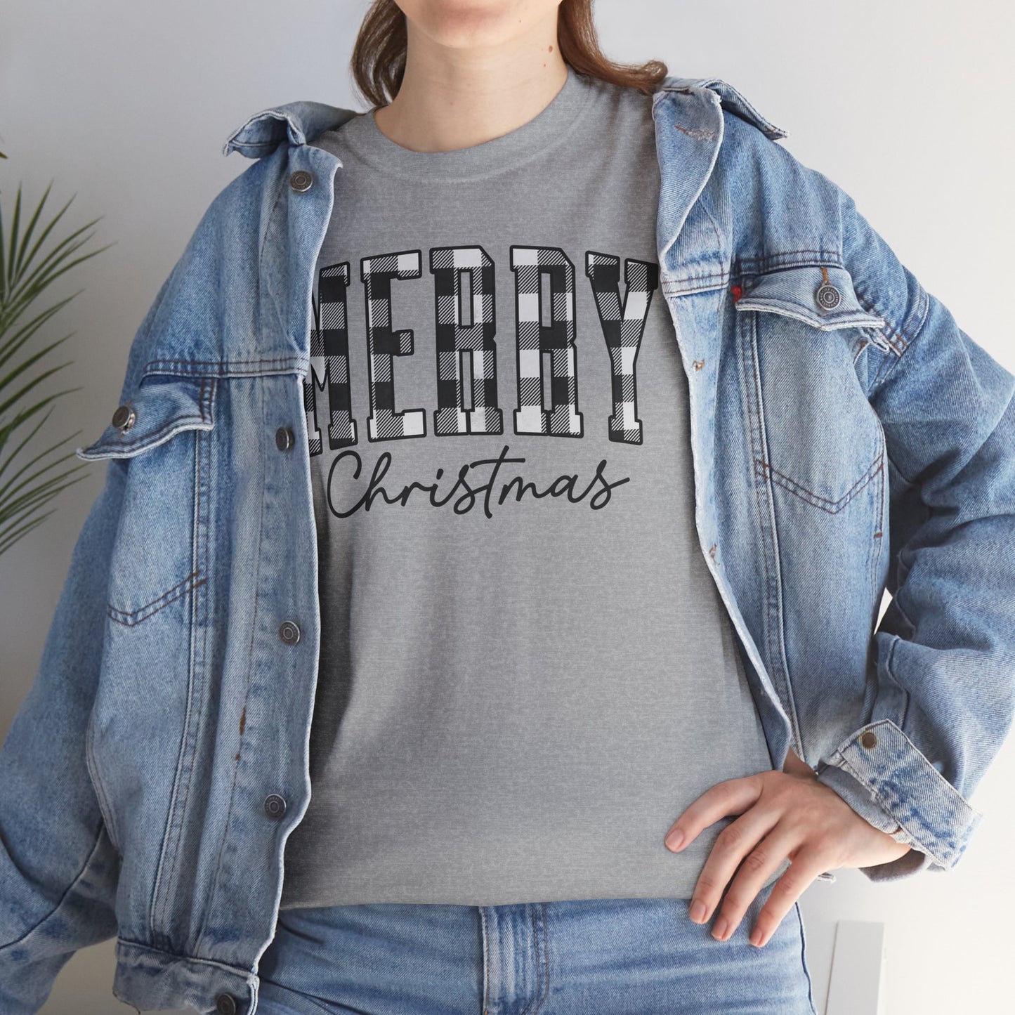 Buffalo Plaid Merry Christmas Unisex Heavy Cotton Tee - sizes S - 5X