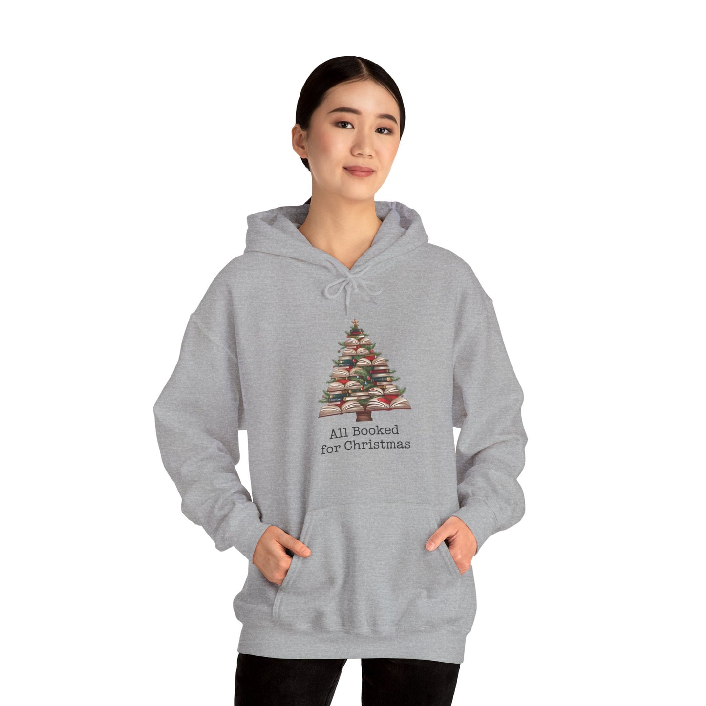 All Booked for Christmas,  Book Christmas Tree, Book Lover Unisex Heavy Blend Hooded Sweatshirt - sizes S - 5X