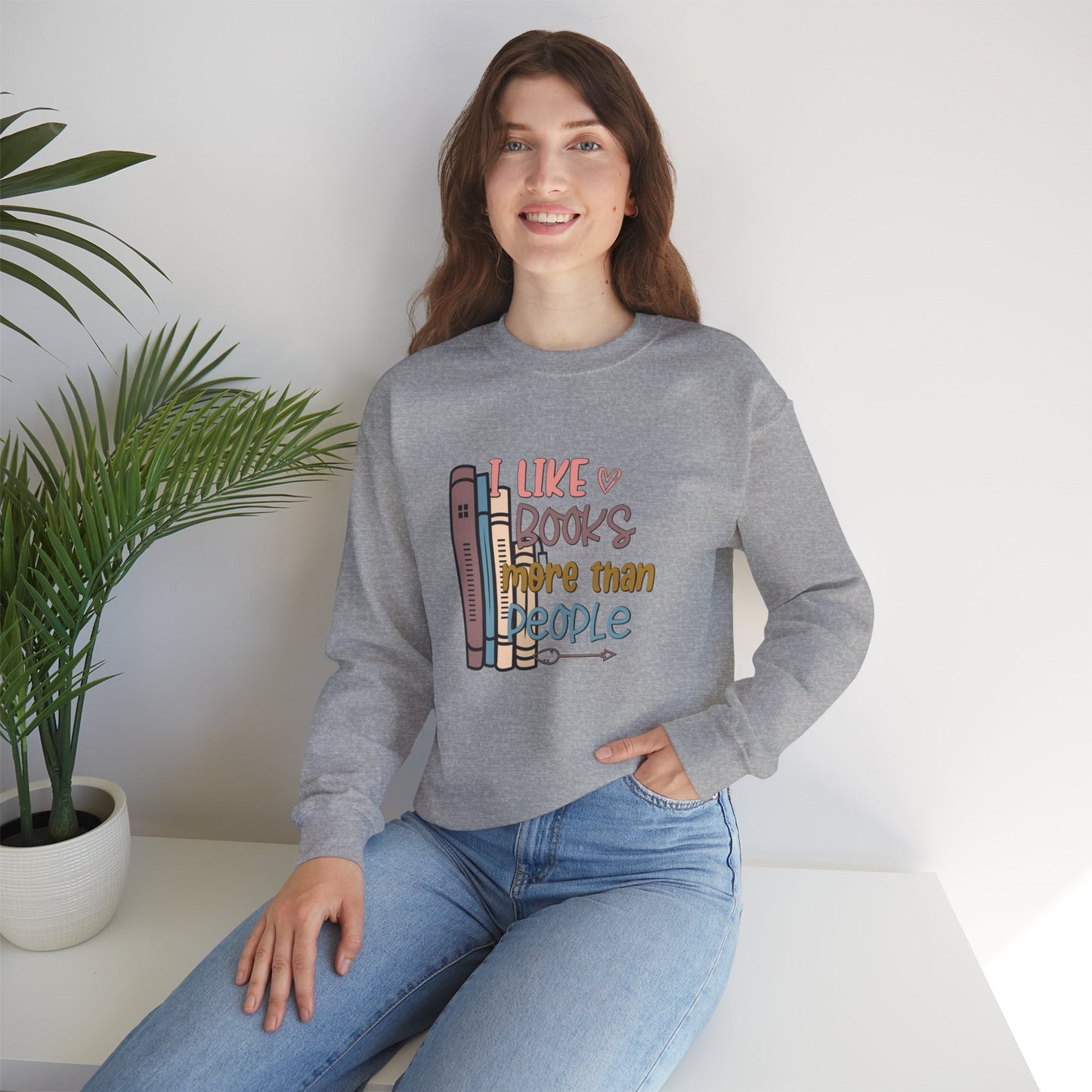 I like books more than people Unisex Heavy Blend™ Crewneck Sweatshirt - sizes S - 3X