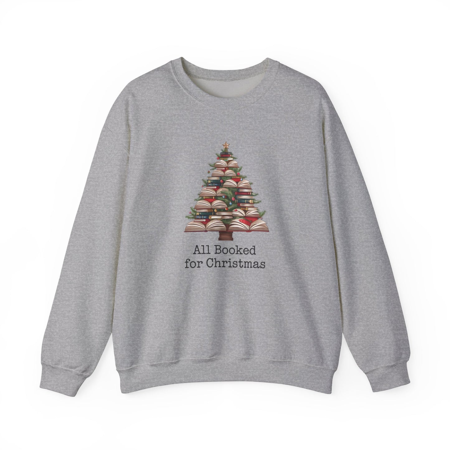 All Booked for Christmas, Book Christmas tree, Unisex Heavy Blend Crewneck Sweatshirt - sizes S - 3X