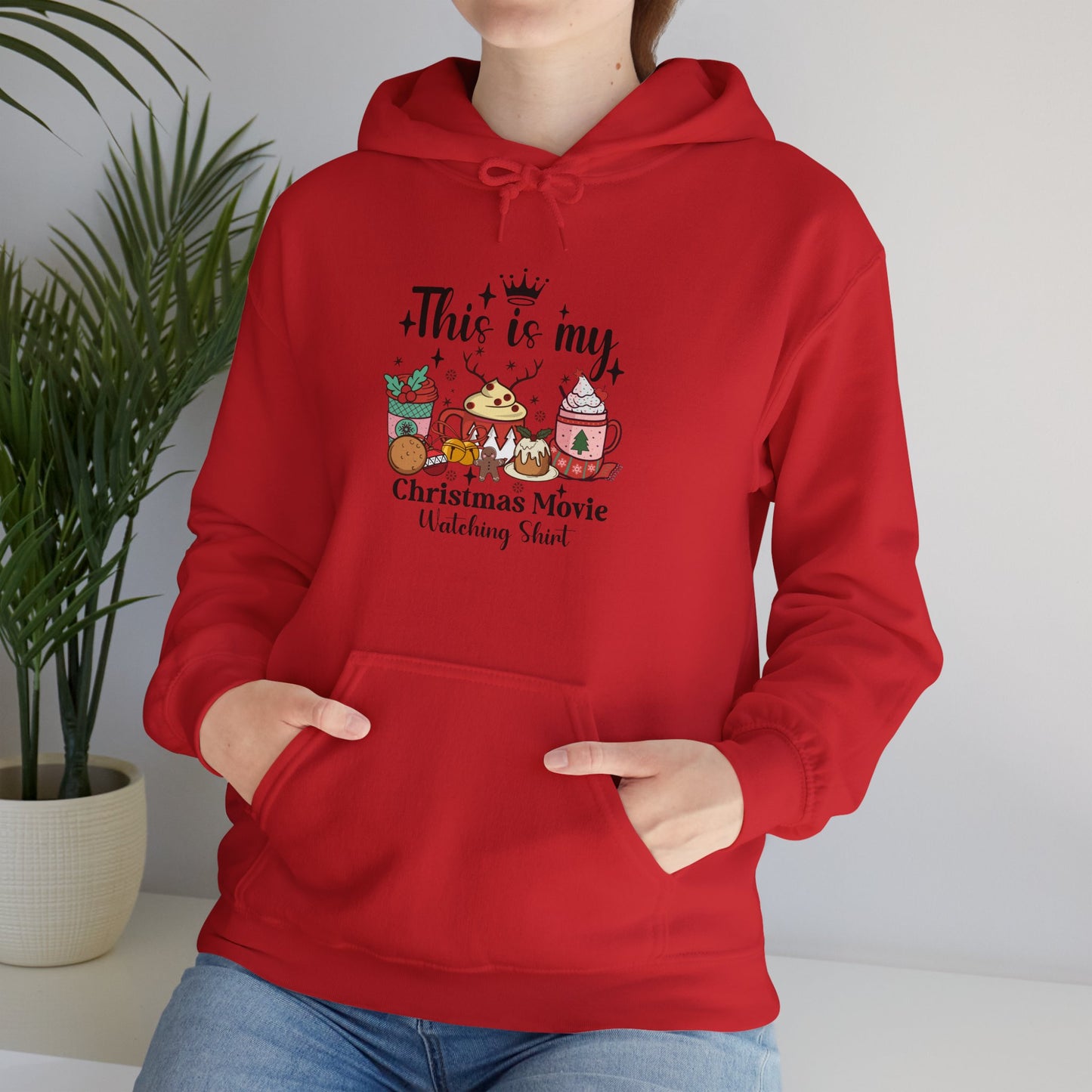 Christmas Movie Watching Heavy Blend Hoodie - cozy, warm, festive sweatshirt