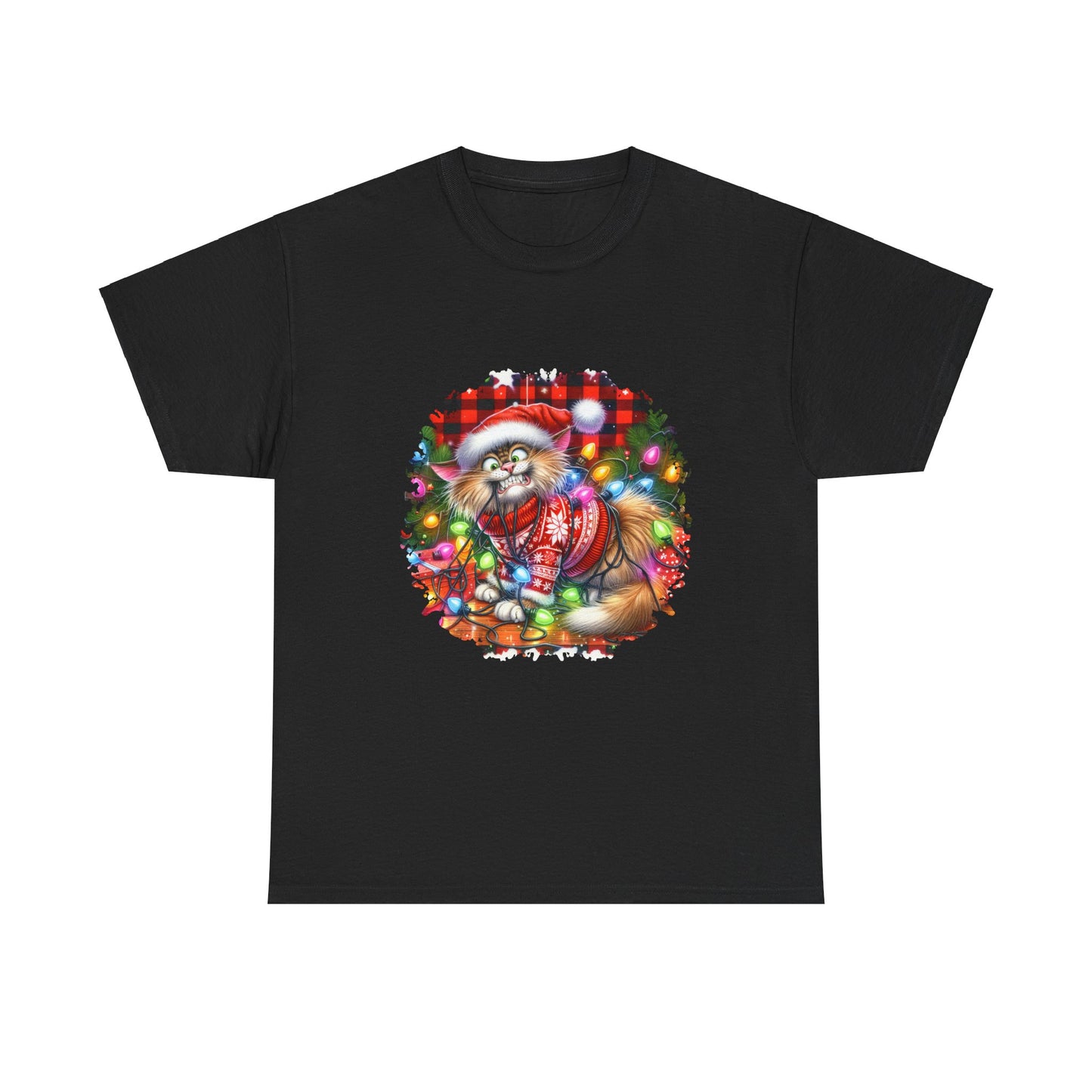 Christmas Cat with lights unisex Tee