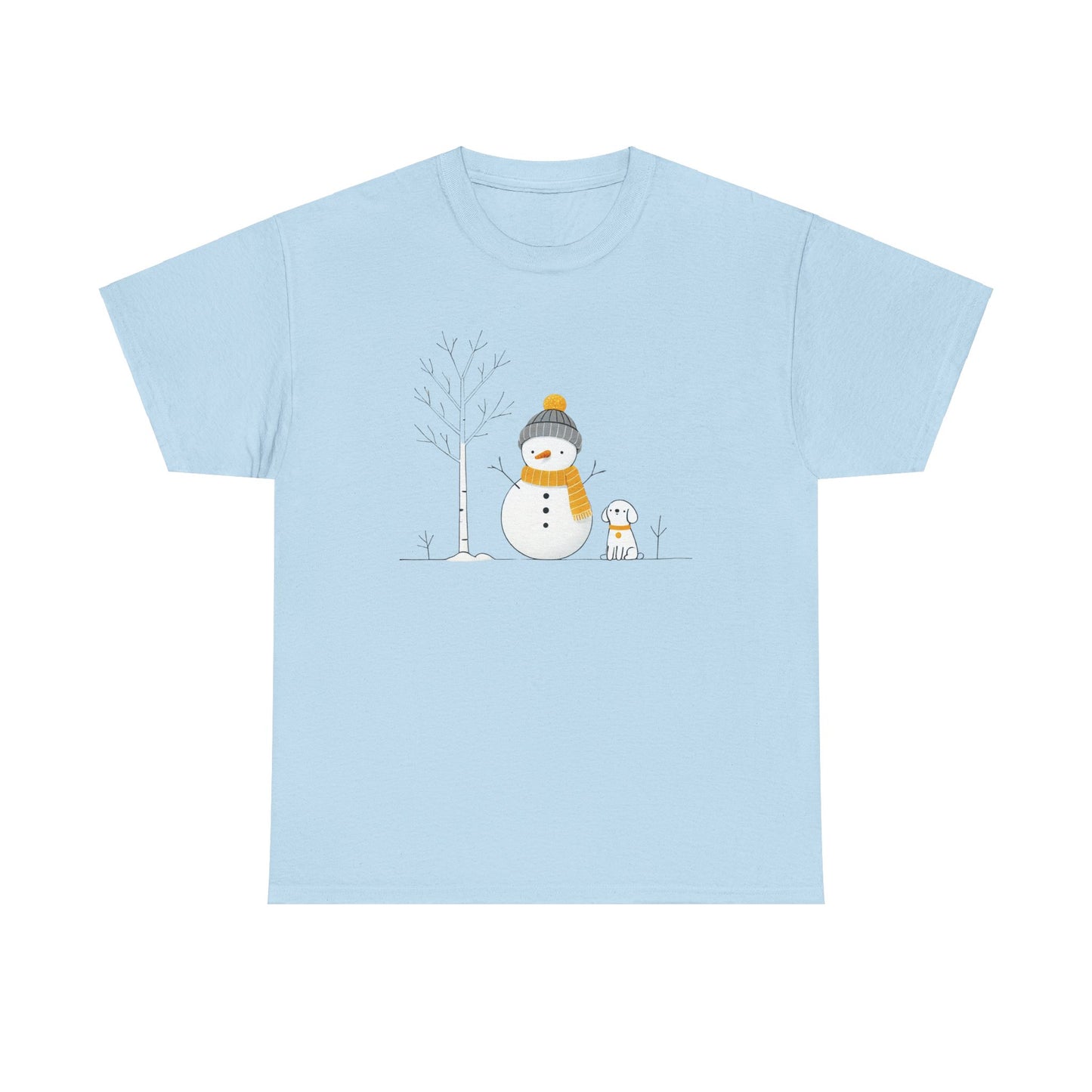 Snowman and Dog Unisex Heavy Cotton Tee - sizes S - 5X