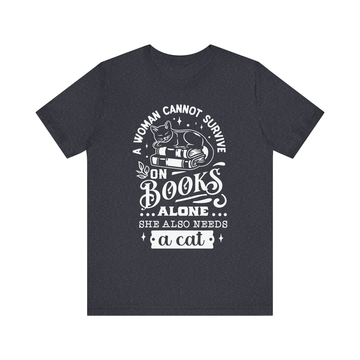 Books and a Cat - Unisex Jersey Short Sleeve Tee