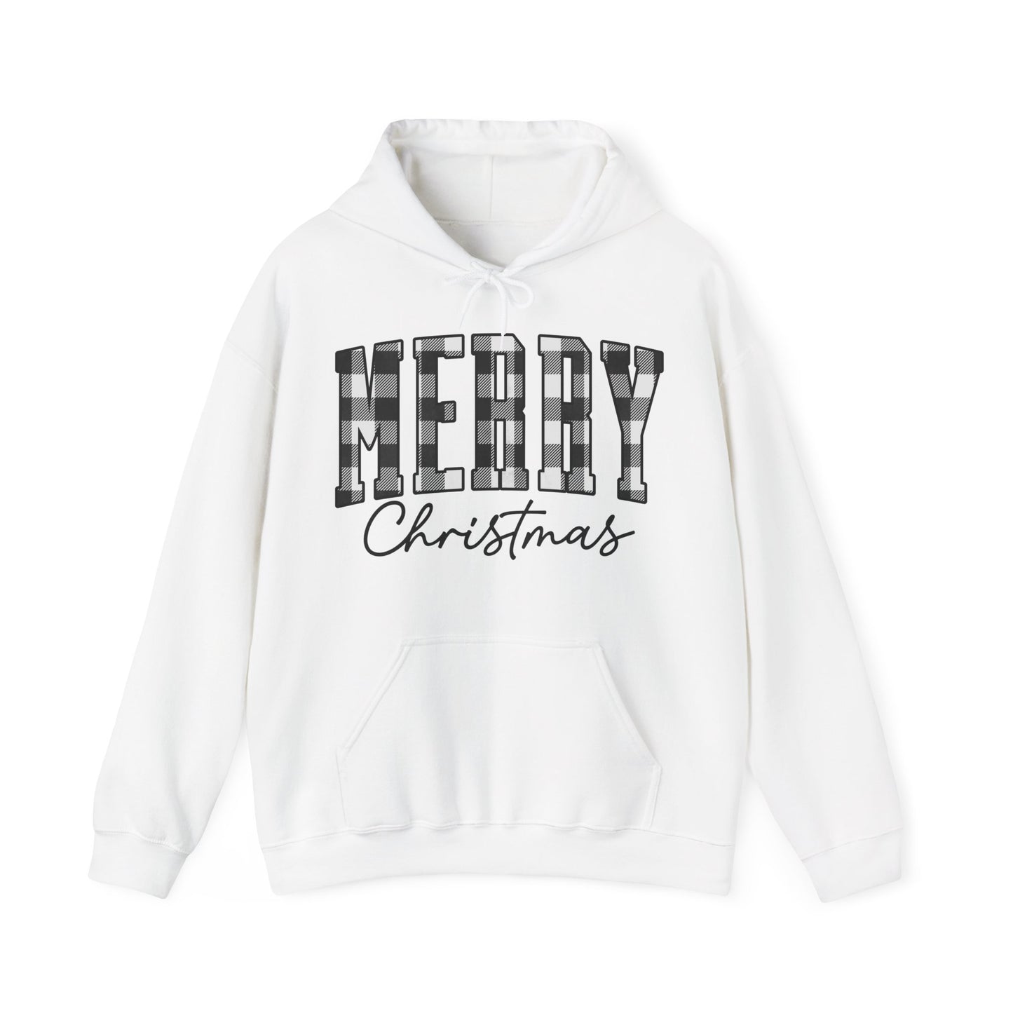 Buffalo Plaid Merry Christmas Unisex Heavy Blend Hooded Sweatshirt - S - 5X