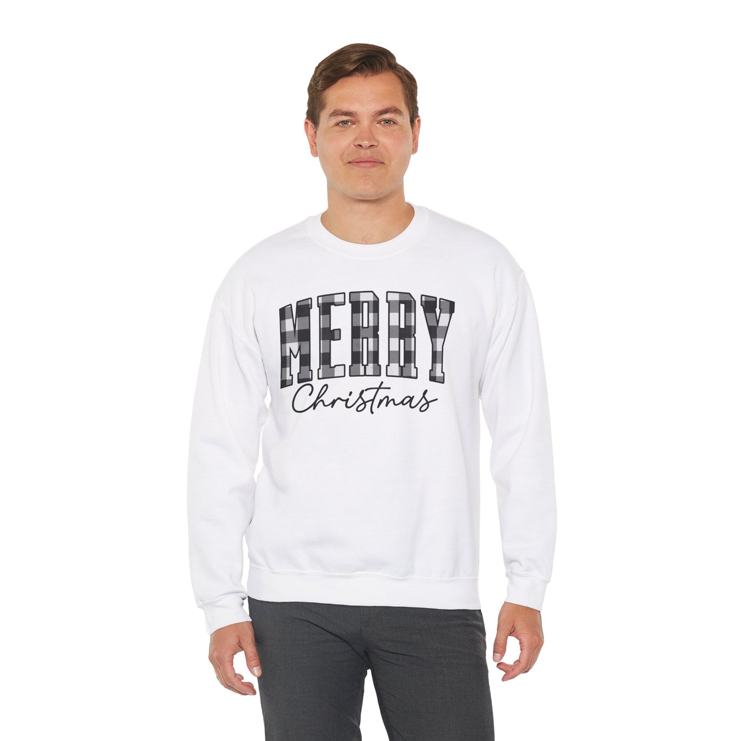 Buffalo Plaid Merry Christmas Unisex Heavy Blend™ Crewneck Sweatshirt - sizes S - 3X