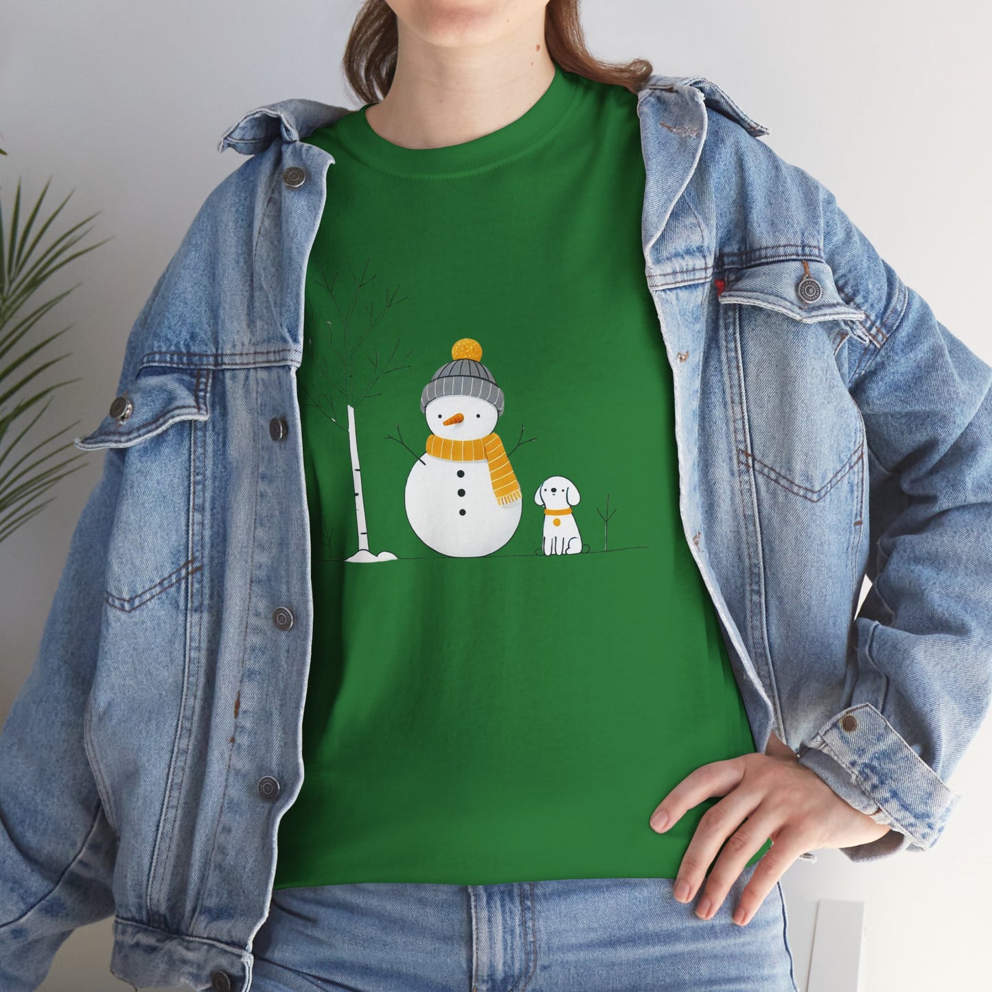 Snowman and Dog Unisex Heavy Cotton Tee - sizes S - 5X